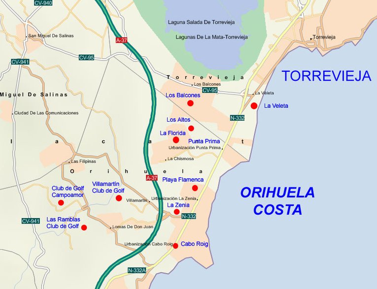 Orihuela Costa Map